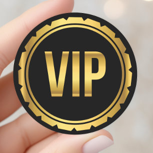 Adesivo Ingresso de festa VIP Círculo Dourado e Preto