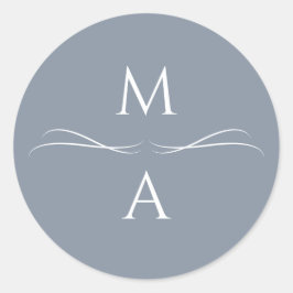 Adesivo Iniciais Azuis Simples Dusty Modernos Minimalistas