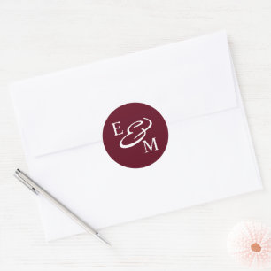 Adesivo Iniciais Burgundy Modernas Casamento