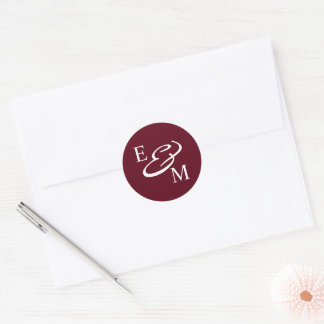 Adesivo Iniciais Burgundy Modernas Casamento