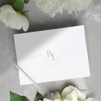 Adesivo Iniciais de Casal de Casamento Verde Mínimo