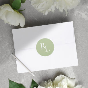 Adesivo Iniciais de Casal de Casamento Verde Mínimo
