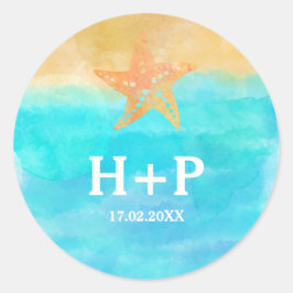 Adesivo Iniciais de Casamento de Estrelas de Aquarelas