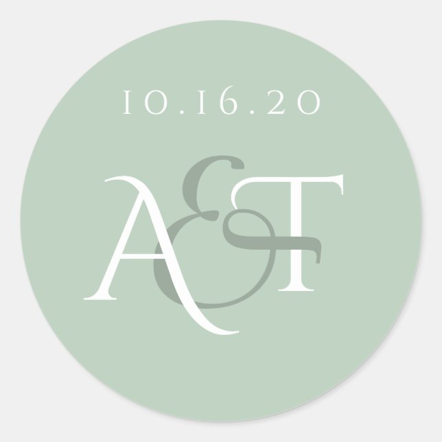 Adesivo Iniciais de Casamento de Sage de Casamento de Casa (Frente)