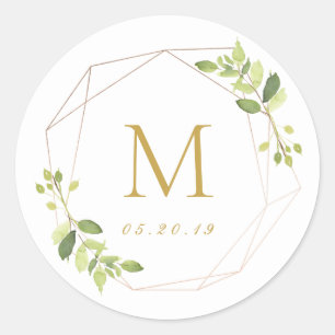 Adesivo Iniciais de Casamento Verde e Dourado