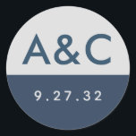 Adesivo Iniciais de Cinzas Azuis Marinho de Tipografia Mín<br><div class="desc">Elementos: fundo de alto contraste com fontes sans serif e slab. Cores: Marinho Azul,  Cinza,  Prata. Temas: Moderno,  minimalista,  limpo,  simples,  escandinavo,  moda,  sofisticado,  geométrico,  zen. Coleção: Suíte de Casamento de Cinzas Azuis,  Marinho de Tipografia Minimalista Moderna. Tipo de produto: Vinheta inicial</div>