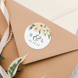 Adesivo Iniciais de Data e Casais de Casamento Floral