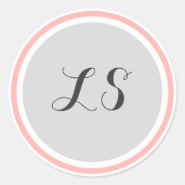 Adesivo Iniciais de Monograma | Borda do Círculo Cor-de-Ro