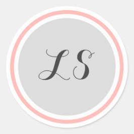 Adesivo Iniciais de Monograma | Borda do Círculo Cor-de-Ro