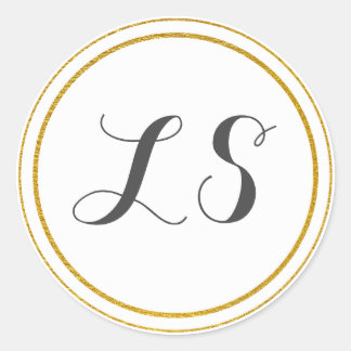 Adesivo Iniciais de Monograma | Borda Dourada e branca do