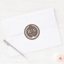 Iniciais de Monograma de Casamento Marrom Mocha Qu