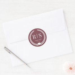 Adesivo Iniciais de Monograma de Noivado Romântico de Rose