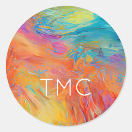 Adesivo Iniciais de Monograma de Pintura Abstrato Colorida