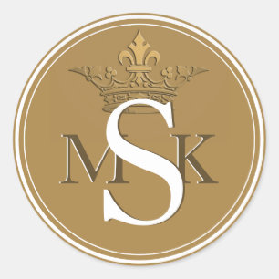 Adesivo Iniciais de Monograma Dourado Metálico da Coroa Fr