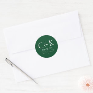 Adesivo Iniciais de Monograma em Casamento Verde Floresta
