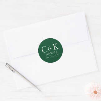 Adesivo Iniciais de Monograma em Casamento Verde Floresta