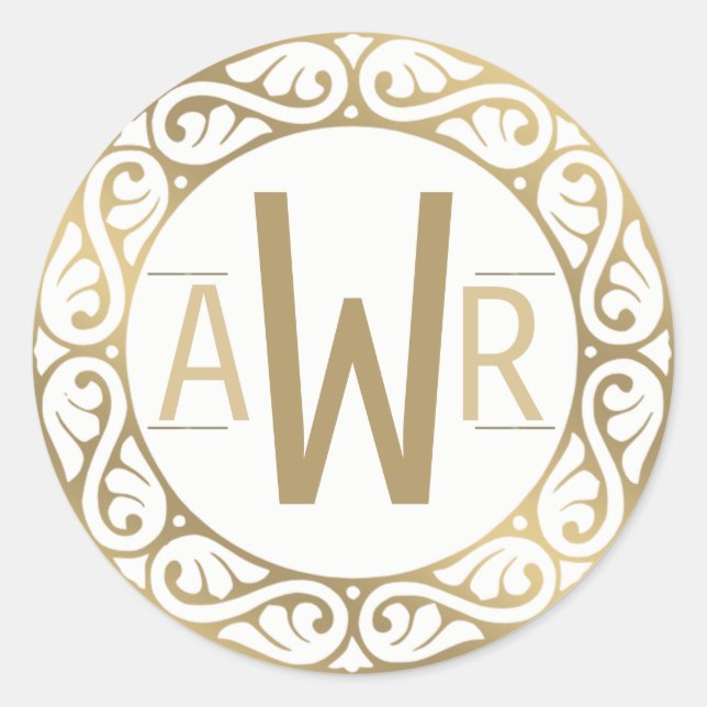 Adesivo Iniciais de Quadro de Rolagem Circular Dourados (Frente)