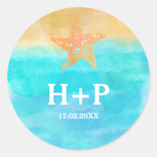 Adesivo Iniciais do casamento da estrela do mar das