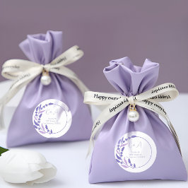 Adesivo Iniciais do Círculo de Folha Roxa