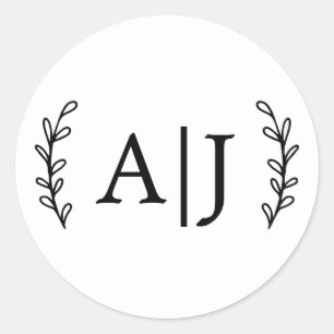 Adesivo Iniciais do Monograma Elegante Endereço de Devoluç
