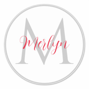 Adesivo Iniciais do Monograma Nome Personalizado Cinza Bra