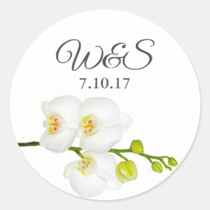 Adesivo Iniciais e data do Casal das Orquídeas Brancas El