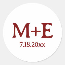 Iniciais e Data do Casal Vermelho de Casamento