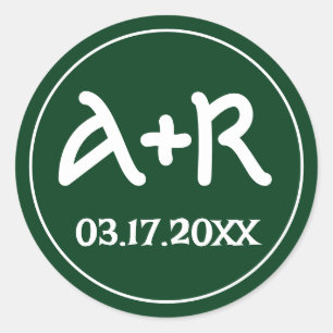 Adesivo Iniciais elegantes: casamento verde-celta com font