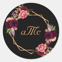 Iniciais florais de burgundy de casamento