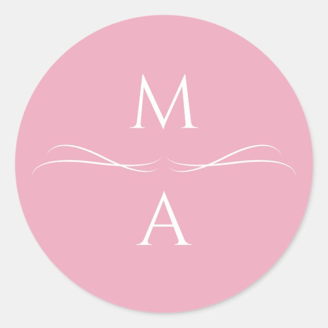Adesivo Iniciais Mínimos Modernos, Simples e Rosa, Rosa (Frente)