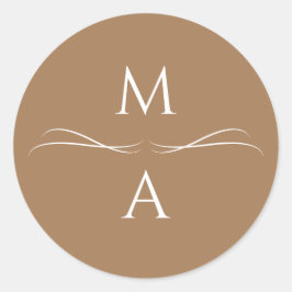 Adesivo Iniciais Mínimos Modernos Simples Terracotta Brown