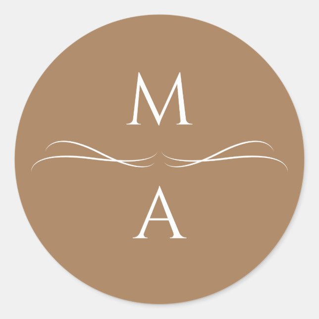 Adesivo Iniciais Mínimos Modernos Simples Terracotta Brown (Frente)