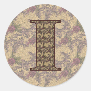 Adesivo Iniciais Monograma I Floral Vintage Elegante