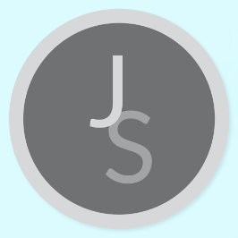 Adesivo Iniciais Monogramadas Sobrepostas Modernas | Cinza