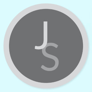 Adesivo Iniciais Monogramadas Sobrepostas Modernas   Cinza