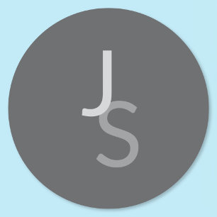 Adesivo Iniciais Monogramadas Sobrepostas Modernas   Cinza