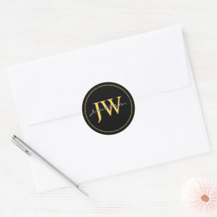 Adesivo Iniciais Personalizadas Preto Dourado
