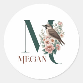 Adesivo Iniciais Personalizados de Pequenas Aves do Monogr