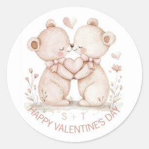 Adesivo Iniciais Personalizados do Casal do Urso do dia de