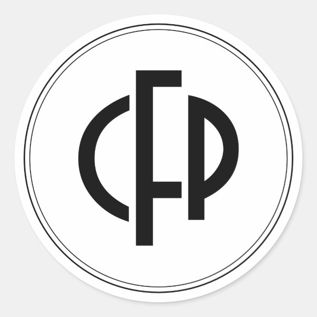 Adesivo Iniciais Simples de Monograma Básico de Chic Black (Frente)