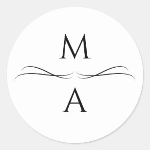 Adesivo Iniciais Simples, Pretas e Brancos, Modernos e Min