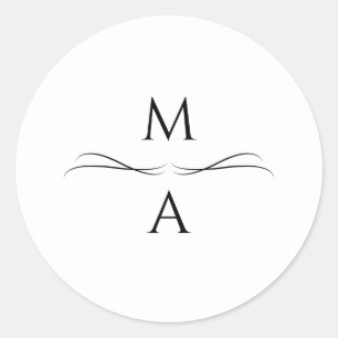 Adesivo Iniciais Simples, Pretas e Brancos, Modernos e Min