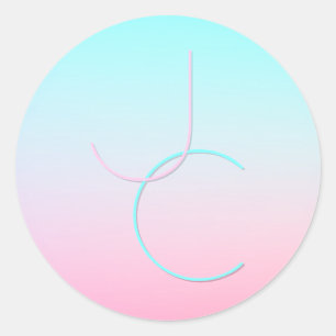 Adesivo Iniciais Sobrepostos Modernos 2 Turquesa Rosa