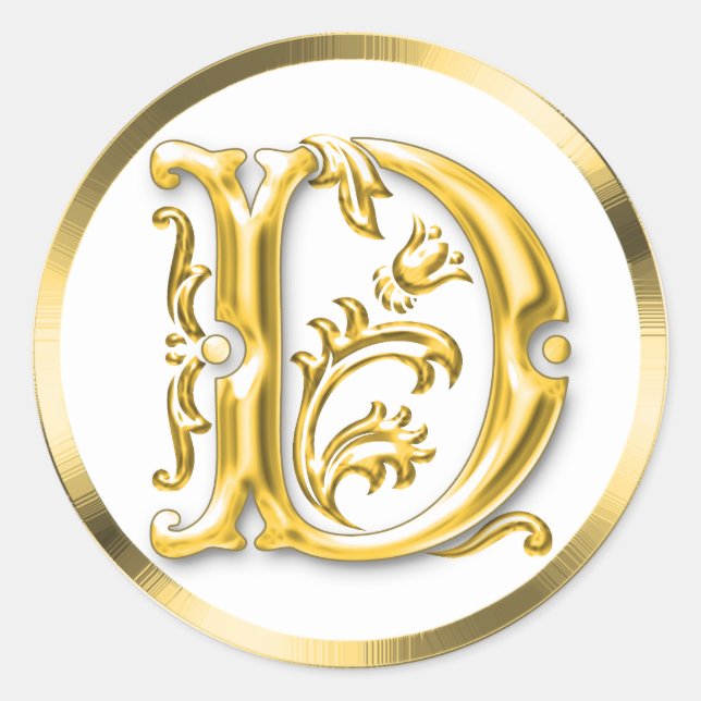 Adesivo inicial D redondo em Dourado (Frente)