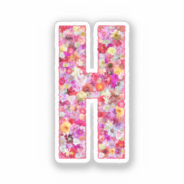 Adesivo Inicial de Floral Monograma Botânico Rosa Letra H
