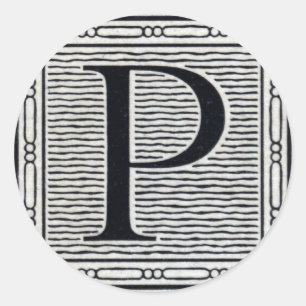 Adesivo Inicial de Woodblock do Woodcut da letra de bloco