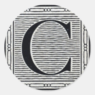 Adesivo Inicial de Woodblock do Woodcut da letra de bloco