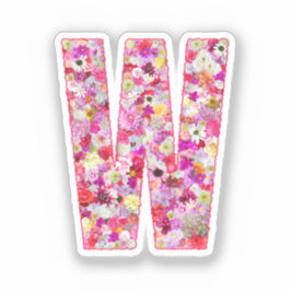 Adesivo Inicial Floral Monograma Botânico Rosa Letra W
