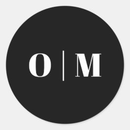 Adesivo Inicial Minimalista de Casamento Preto. Monograma
