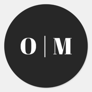 Adesivo Inicial Minimalista de Casamento Preto. Monograma